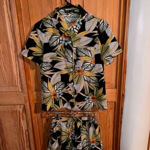 Shein - Tropical Shirt & Shorts Set - Size S